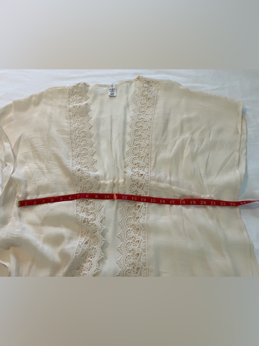 Cream Lace-Trim Open Front Kimono Swimsuit Cover Up, Melrose and Market  OS - Picture 5 of 9